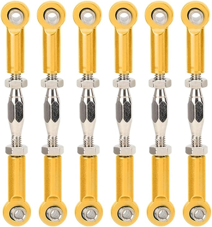 RC Auto Onderdelen - Duwstangen Koppelingen - RC Auto Tuning - Verstelbare Lengte - 6 Delige Set - Goud