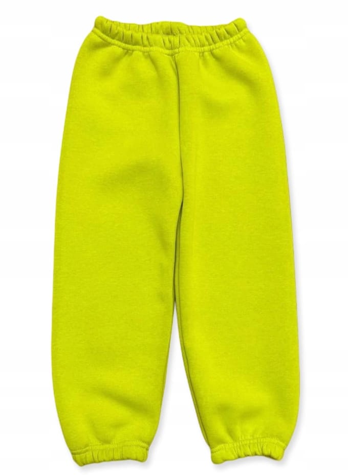 Dartomik - Warm Sweatbroek Kind - Elastaan Katoen - Limoengeel