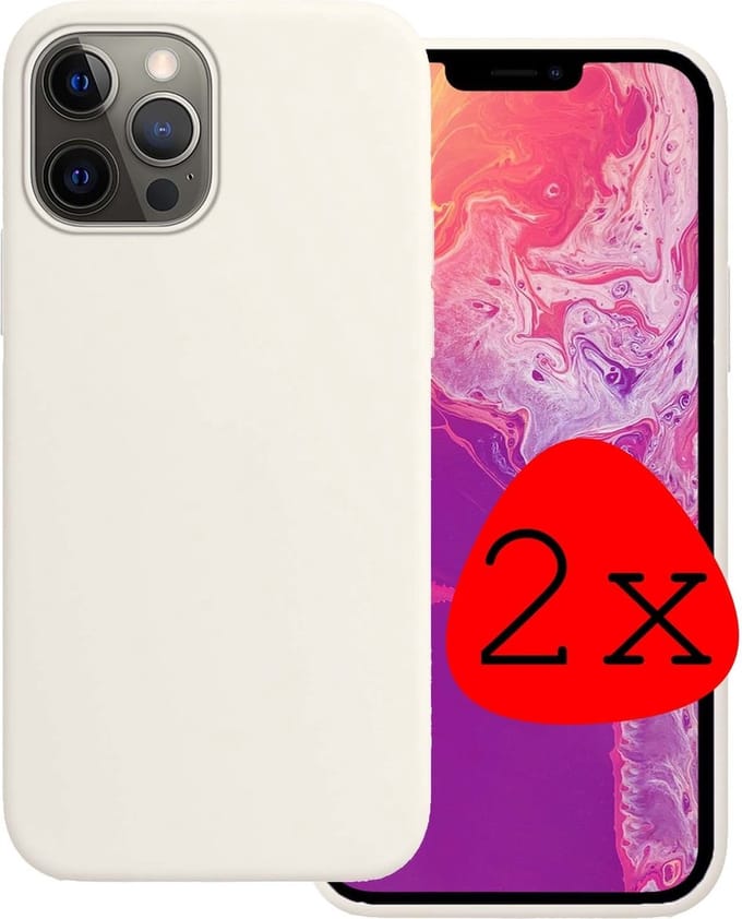 Hoesje 2 Stuks - Geschikt voor Apple iPhone 14 Pro Max - Sterk & Shockproof - Case Siliconen - Back Cover - Telefoon Hoes - Wit