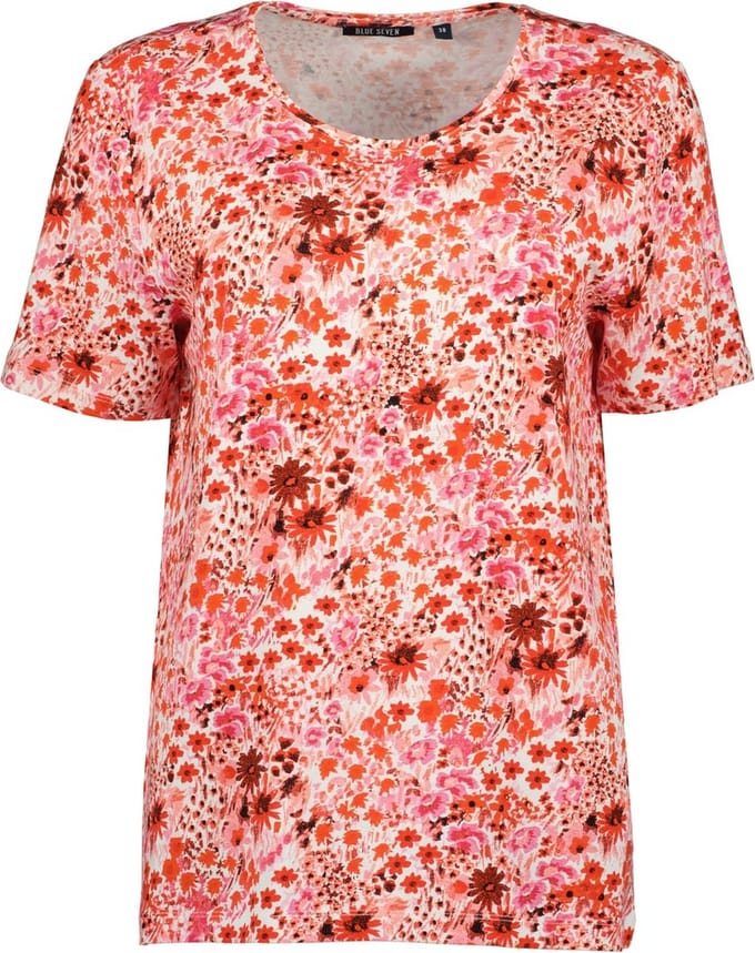 Blue Seven shirt dames - KM - rood/roze bloem print - 105743 - maat 42