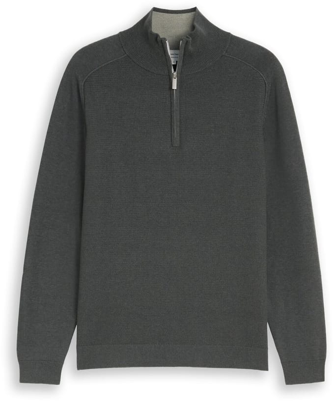 Tom Tailor - Troyer-trui van katoen - Maat XL - darkest olive melange