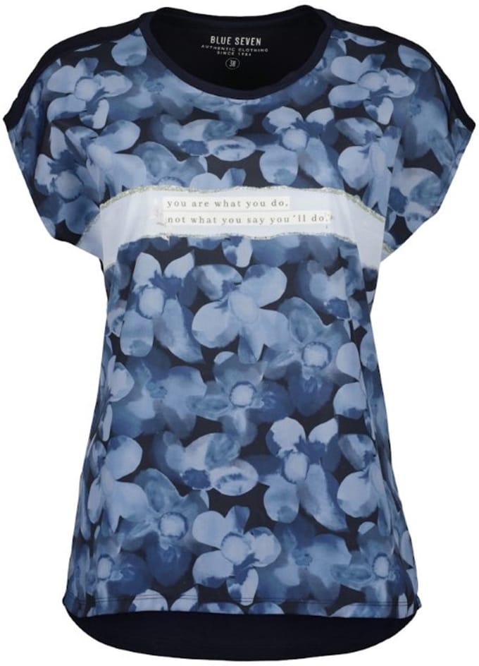 Blue Seven - Shirt 105866 navy print dames - maat 40