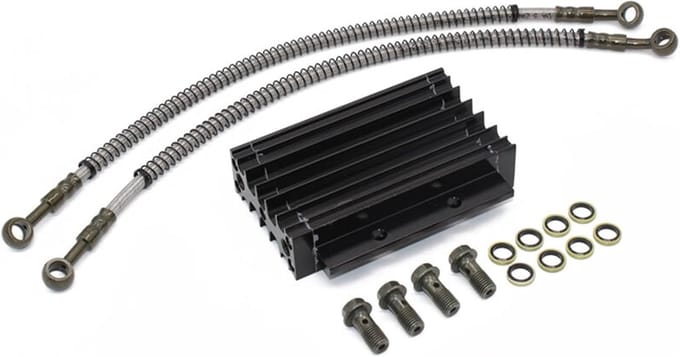 Motor Oliekoeler - Koeler Motorfiets - Olie Koelen - Aluminium Constructie - Zwart