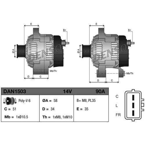 Dynamo / Alternator DENSO DAN1503