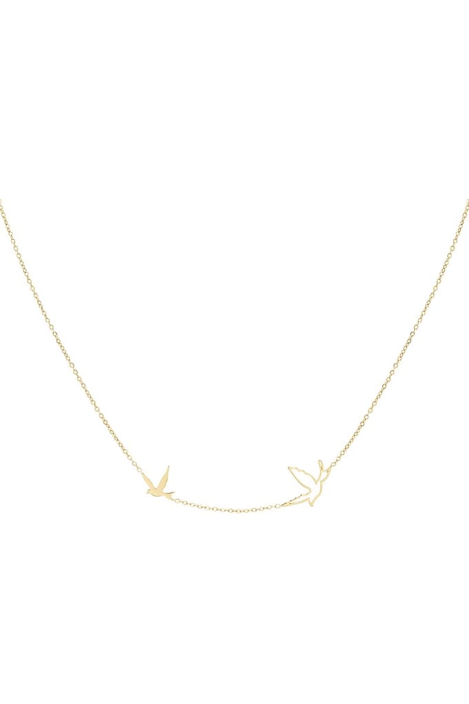 Ketting met Twee Vogels - Goud - Minimalistisch - 44cm - Dames