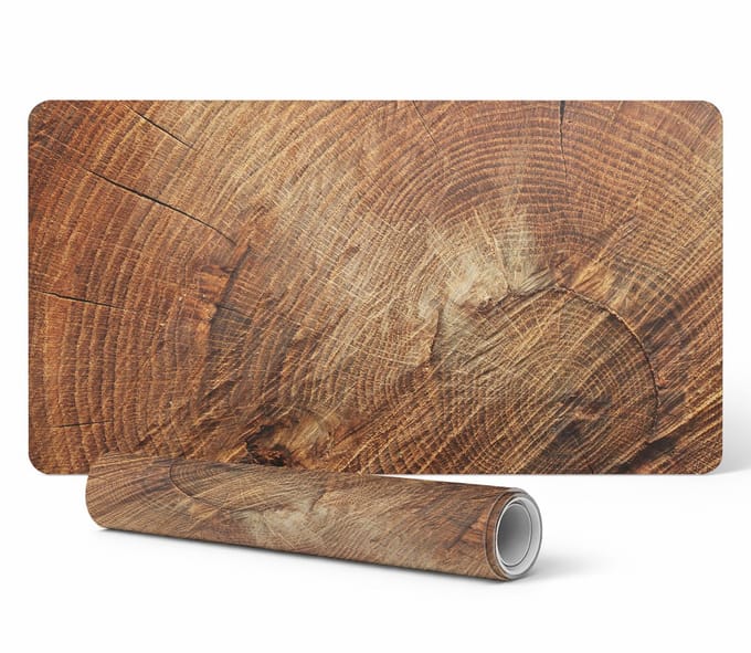 Antislip bureauonderlegger met boomringprint 120x60 cm