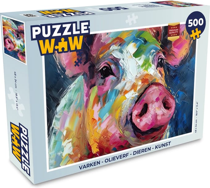 Puzzel Varken - Olieverf - Dieren - Kunst - Legpuzzel - Puzzel 500 stukjes