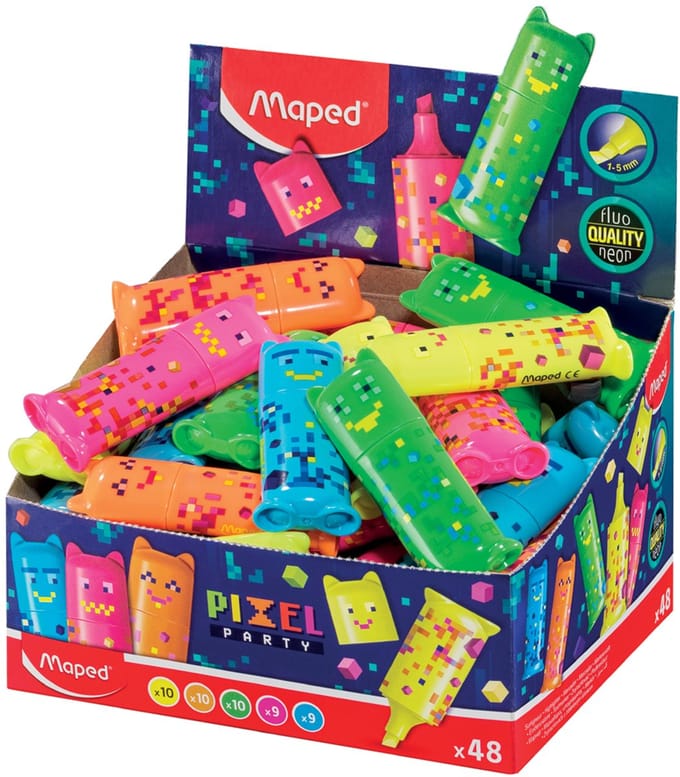 Maped mini-markeerstiften PIXEL PARTY, display met 48 stuks