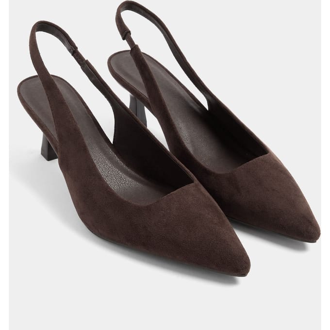 Yours Chocoladebruine Imitatiesuède Slingbackhakken In Brede Epasvormsize 42E