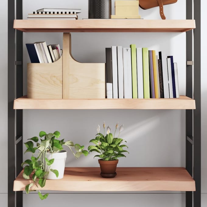 vidaXL - Wandschap - 80x50x(2-6) - cm - onbehandeld - massief - eikenhout
