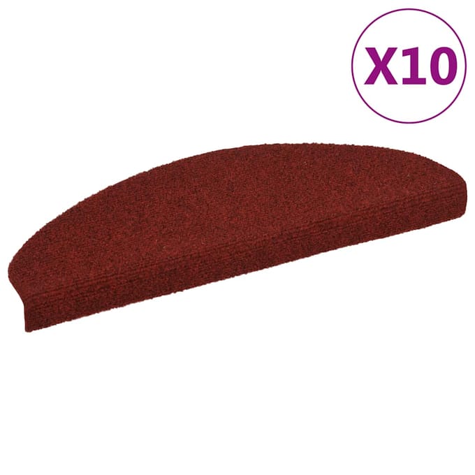 vidaXL - Trapmatten - Zelfklevend - 10 - st - 65x21x4 - cm - Bordeaux - Rood - Halfrond - Groot