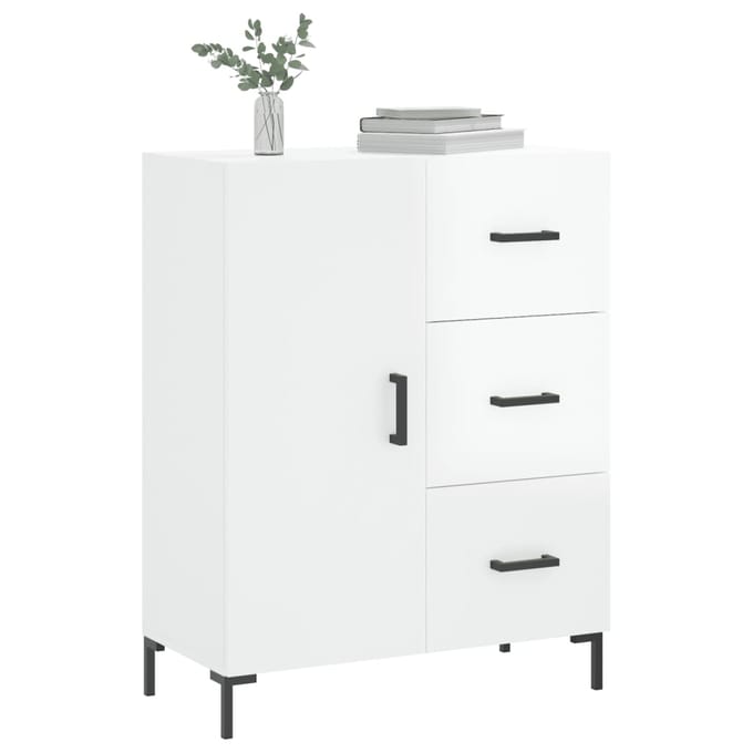 vidaXL - Dressoir - 69,5x34x90 - cm - bewerkt - hout - hoogglans - wit