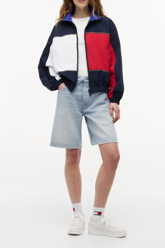 Tommy Hilfiger Flag High Neck Jacket Dark Night Navy Maat: M | Bomberjacks Outlet | Dames | Blauw