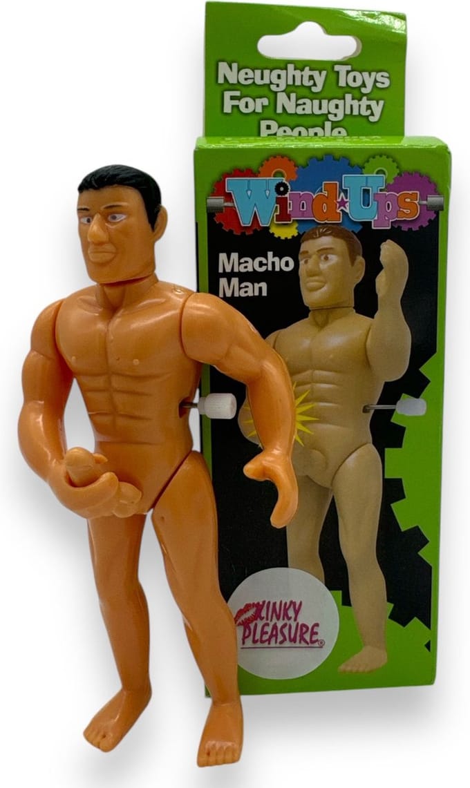 Wind-Up Macho Man – Het Ultieme Cadeau voor een Lachbui