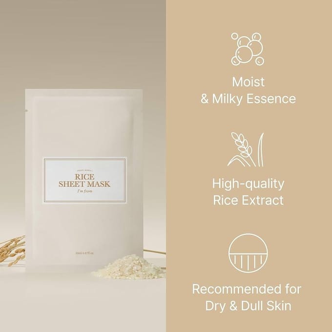 Ik ben van Rice Sheet Mask 20ml x1st/5st (2opties) ORIGINELE WINKEL gray