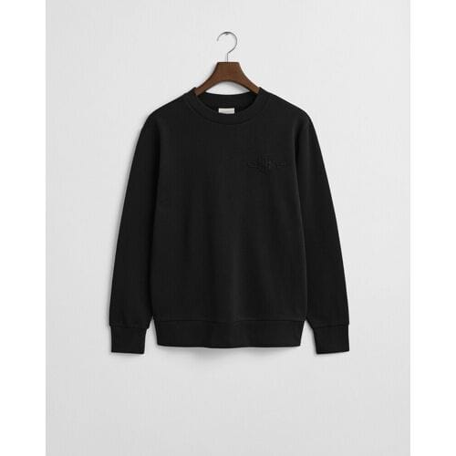 Gant Trui Tonal Shield Crew Neck Sweat Zwart / male