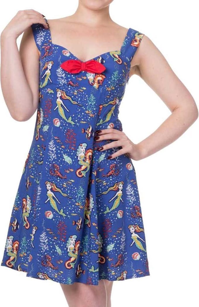 Dancing Days - MADE OF WONDER Korte jurk - S - Blauw/Wit