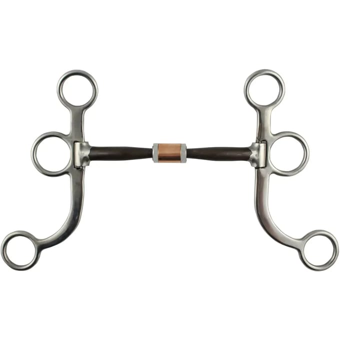 Mors western snaffle voor paard met platte koperen takken Pool's