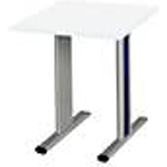 Schäfer Shop  Select Planova vergadertafel, vierkant, 800 x 800 mm, wit, accentlijsten gentiaanblauw