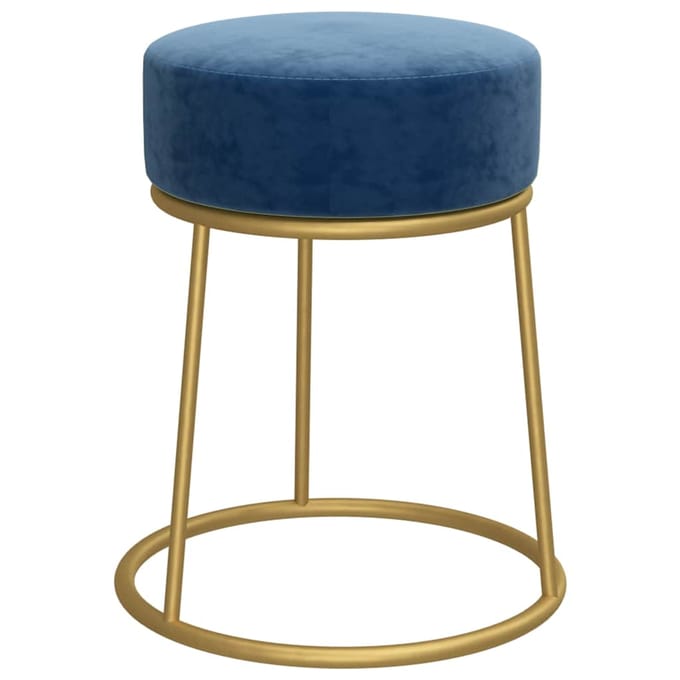 vidaXL - Hocker - rond - fluweel - blauw