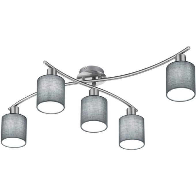 Trio Lighting Plafondlamp Garda - 5-flg. met grijze kappen