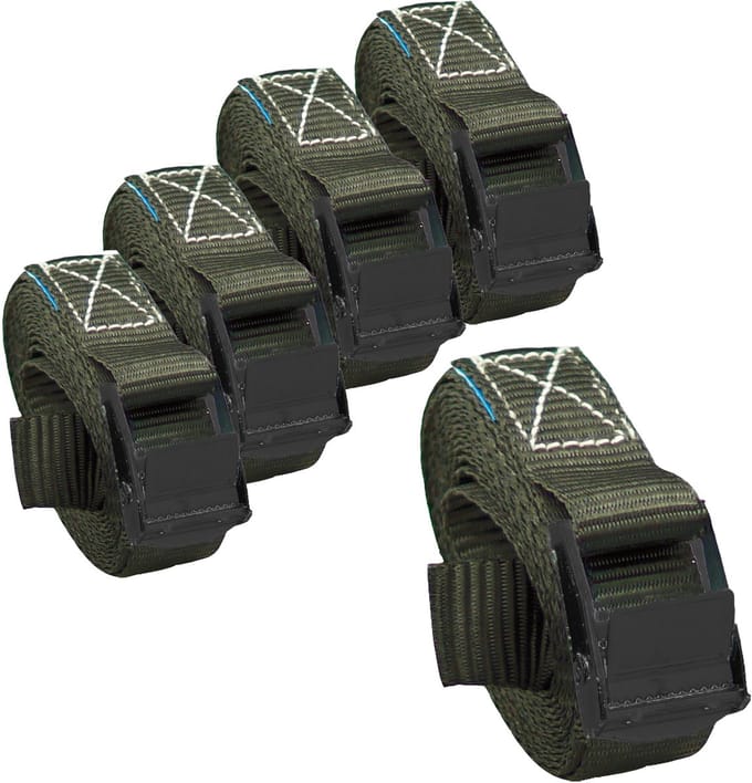 5x Professionele spanband Spanband Klemvergrendeling auto 1-delig 2,5m 250 kg Antraciet
