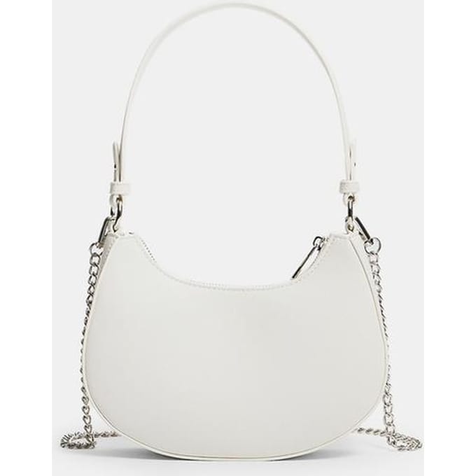 Stradivarius Maanvormige schoudertas met ketting  Wit OS