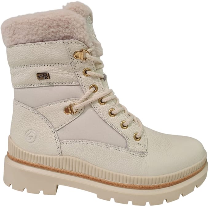 Remonte Witte Leren Veterboots Dames - Wit - 41