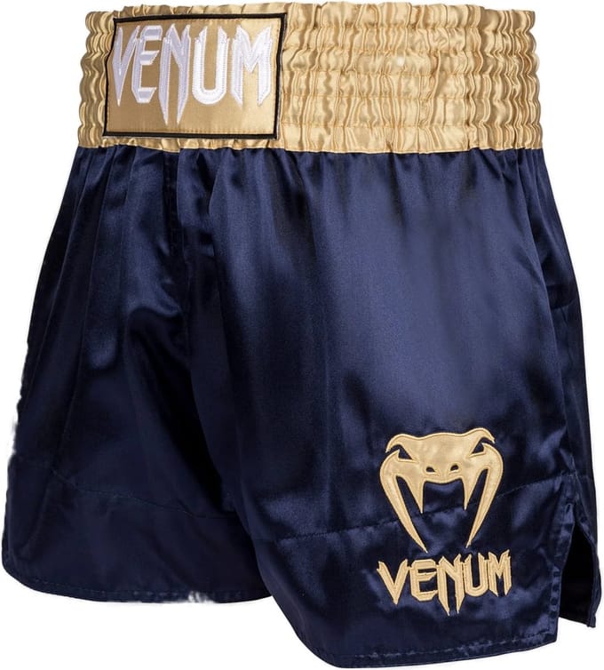 Venum Classic Muay Thai Shorts - Navy Blue/Gold
