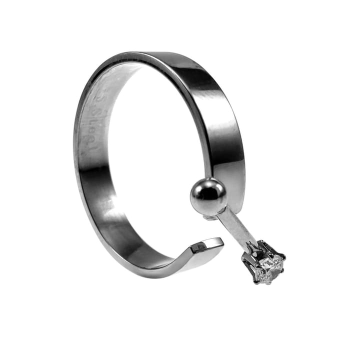 Open Damesring met Piercingdetail, Ring Dames, RVS Roségoudkleur