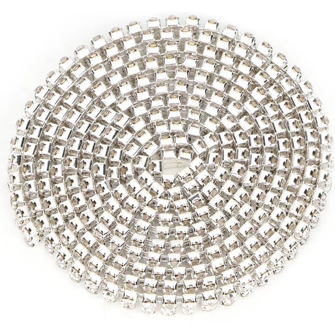 1m DIY Wikkelrol Kristal 3mm Strass Ketting Sierlint Decoratie Knutselen (wit) gray