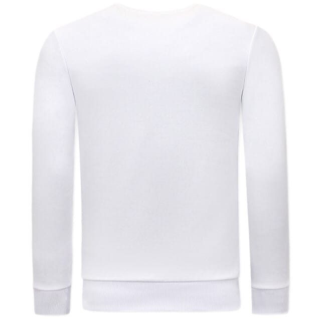 Heren Sweater met Print - Snake Skull - 3674 - Wit