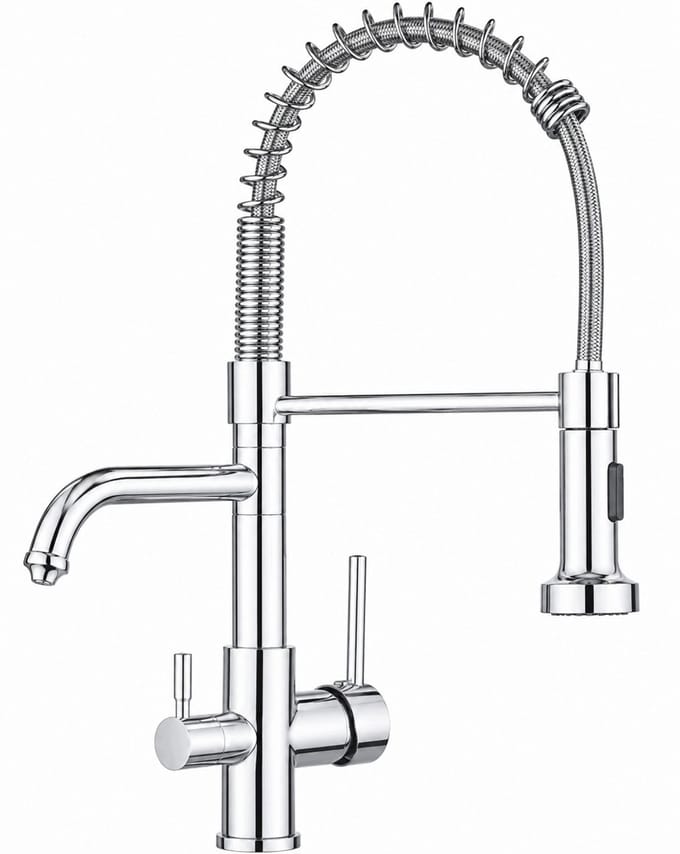 3-Weg Keukenkraan met Uittrekbare Spuit & Waterfilter Aansluiting
