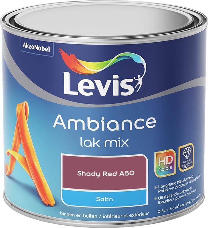 Levis - Ambiance Lak Satin Mix - Shady Red A50 - Mengverf - 0,5 L
