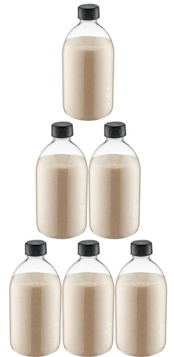 Scrubzout Amandel 650 gram - Fles met zwarte dop - set van 6 stuks - Hydraterende Lichaamsscrub