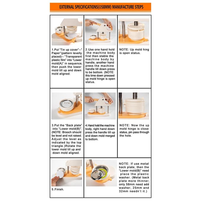 Button Maker Machine 58mm Speldjespersmachine met Button Maker Benodigdheden 100 stuks voor Kinderen beige
