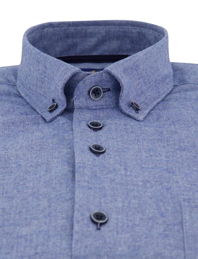 Katoenen Eden Valley normale fit overhemd blauw