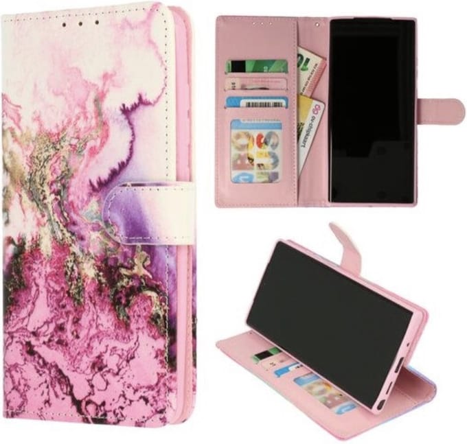 Cityhoesje-iPhone 15 Pro Bookcase Marmer Paars