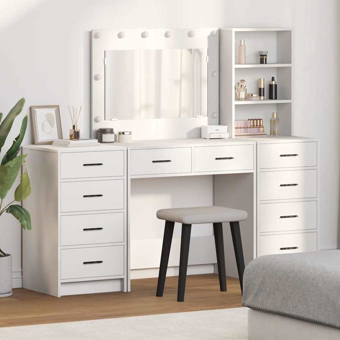 vidaXL - Kaptafel - 3 - st - Wit - 78,5 - x - 41 - x - 135 - cm - Bewerkt - hout