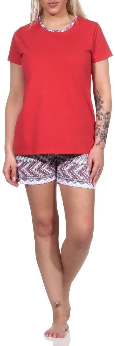 Speelse korte damespyjama, pyjama met korte mouwen in etnische stijl