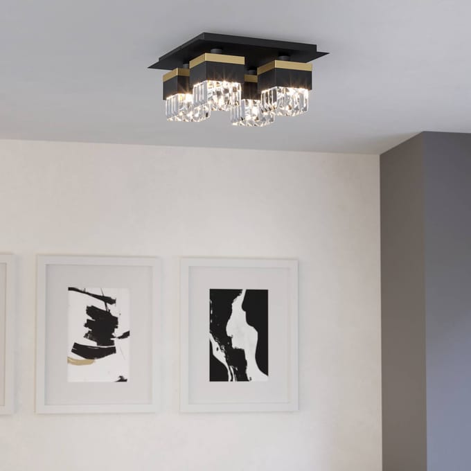 EGLO Barrancas Plafondlamp - E14 - 38 cm - Zwart|Goud