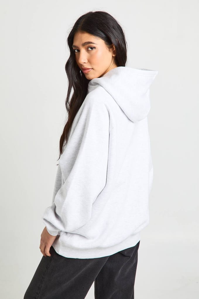 boohoo Dames Lange Raglan Naad Oversized Hoodie | Asgrijs | Maat: Medium