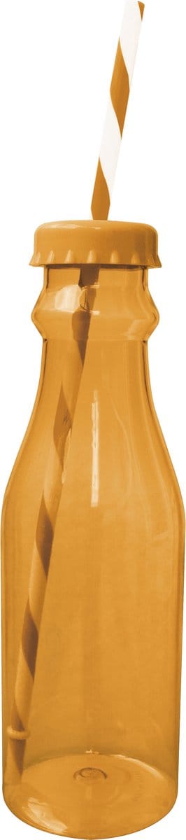 Zak!Designs Soda - Waterfles met Rietje 70 cl - Oranje