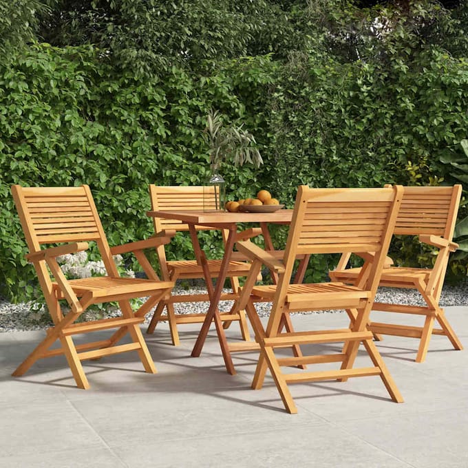 vidaXL - Klapstoelen - 4 - stuks - 55x62x90 - cm - Massief - teakhout