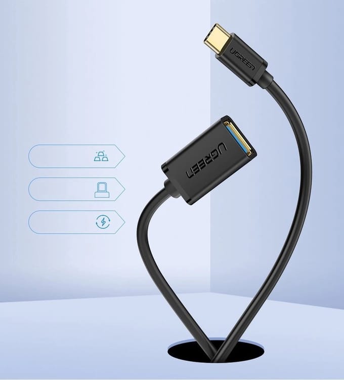 Ugreen - adapter - OTG-kabel van USB 3.0 naar USB Type C zwart - (30701)