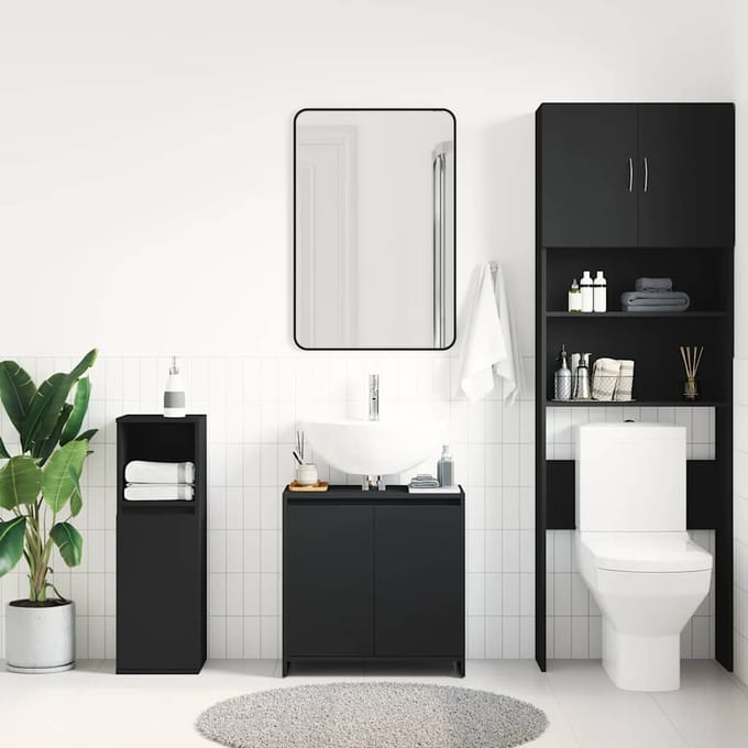 vidaXL - Badkamerkast - 60x33x60 - cm - bewerkt - hout - zwart