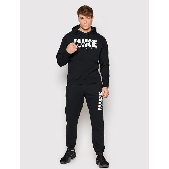 Nike heren fleece pullover trainingspak met capuchon in zwart