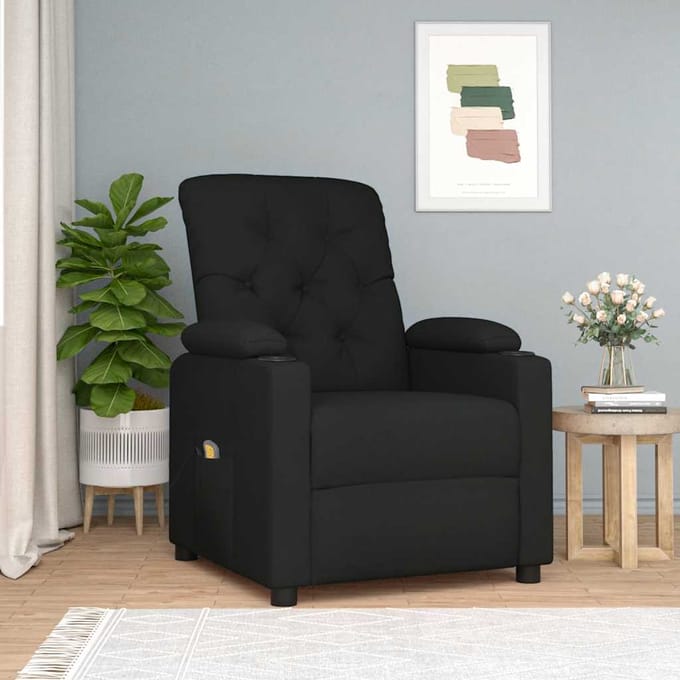 vidaXL - Massagestoel - stof - zwart