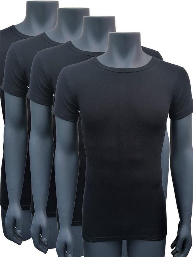 Naft extra lange t shirts 4pack zwart S-M