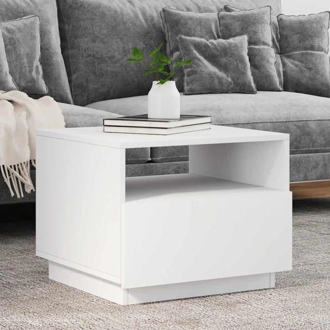 vidaXL - Salontafel - met - LED-verlichting - 50x49x40 - cm - wit
